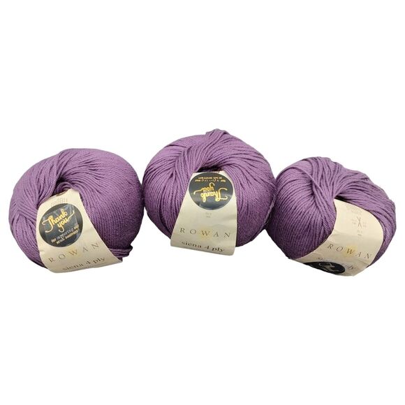 HTF Yarn 3 Skeins Rowan Siena 4-Ply 100% Mercerised Cotton Purple Lavender #670 - Picture 1 of 7